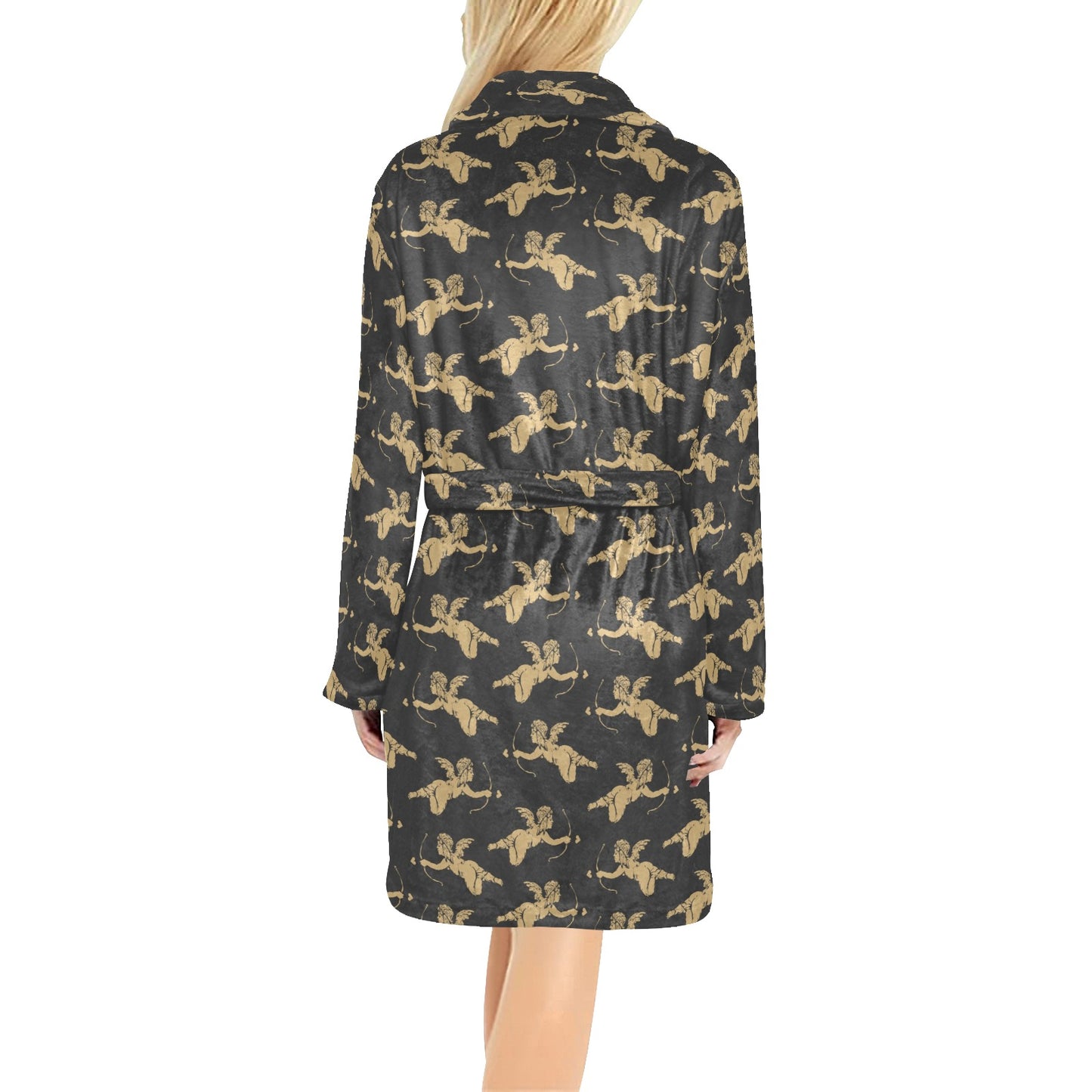 Cupid Pattern Print Design 02 Women's Fleece Robe