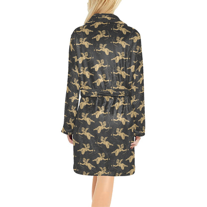 Cupid Pattern Print Design 02 Women's Fleece Robe