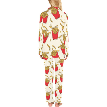 French Fried Pattern Print Design 01 Women's Long Pajama Set