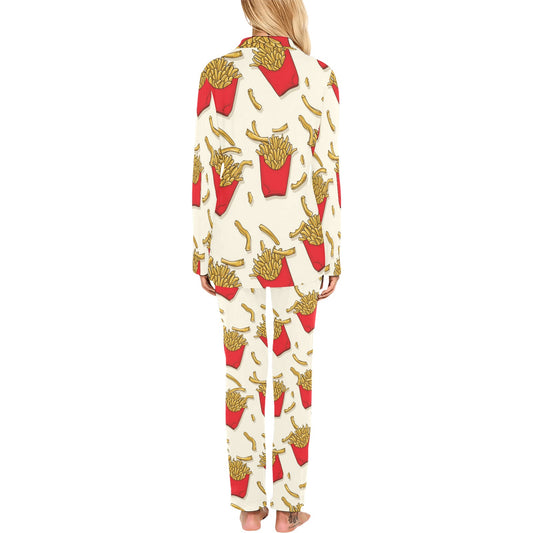 French Fried Pattern Print Design 01 Women's Long Pajama Set