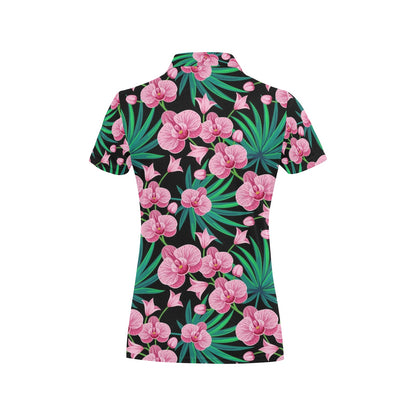 Orchid Pink Pattern Print Design OR06 Women's Polo Shirt