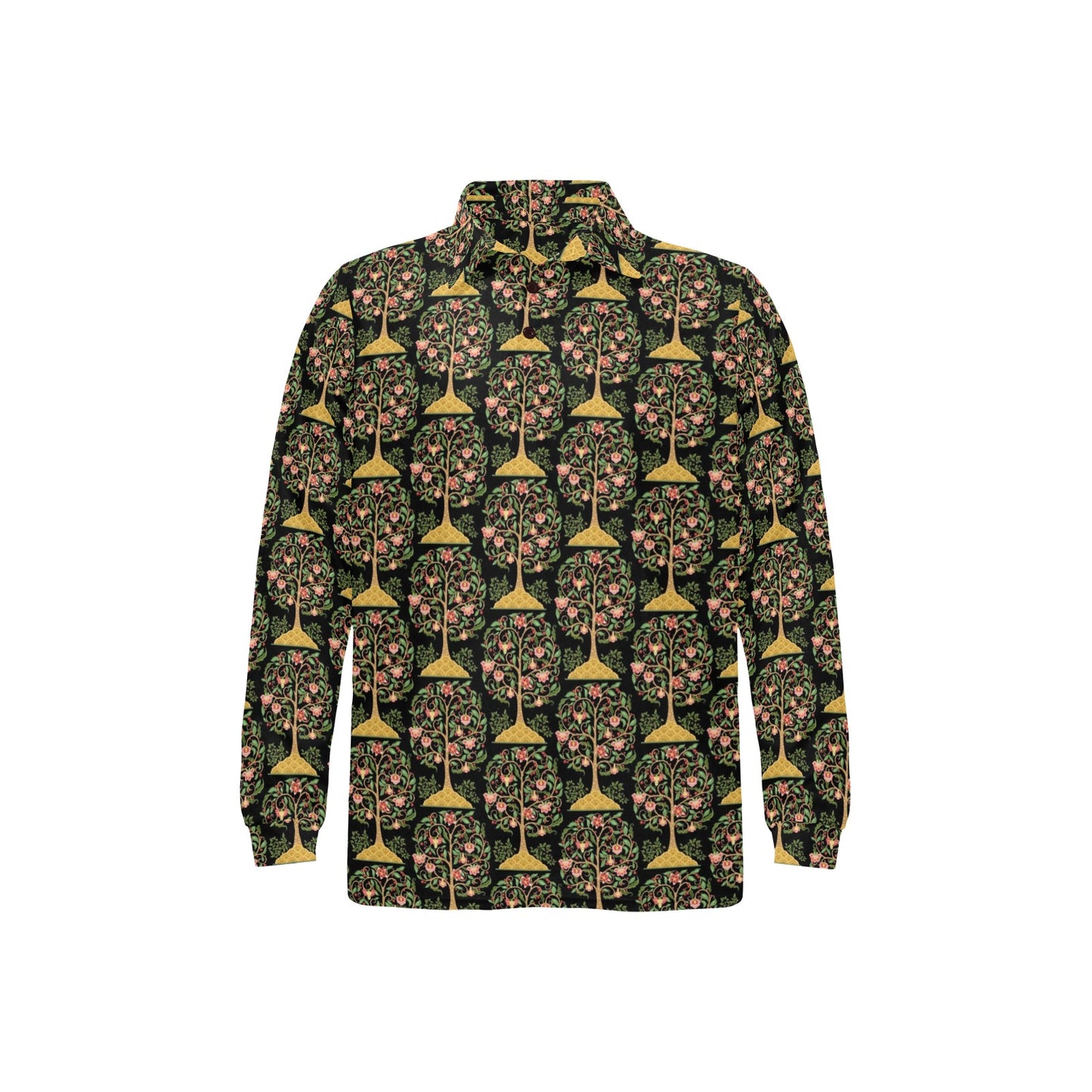 Tree Of Life Print Design LKS303 Long Sleeve Polo Shirt For Men's