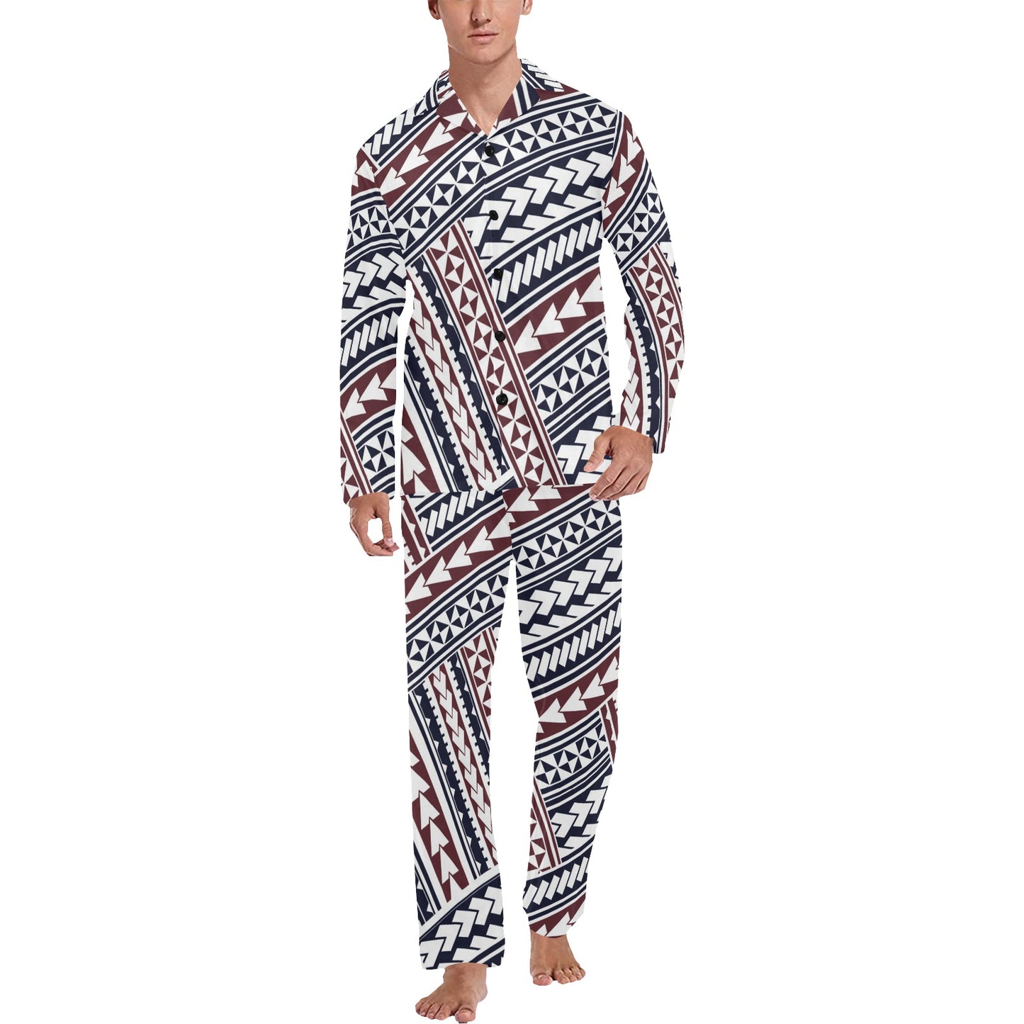 Polynesian Tribal line Men's Long Pajama Set