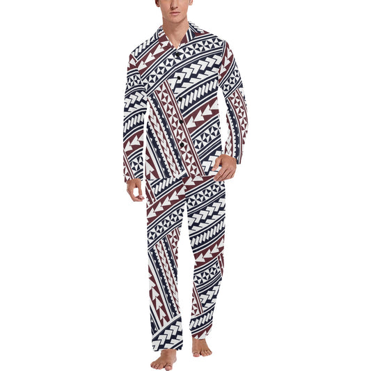 Polynesian Tribal line Men's Long Pajama Set