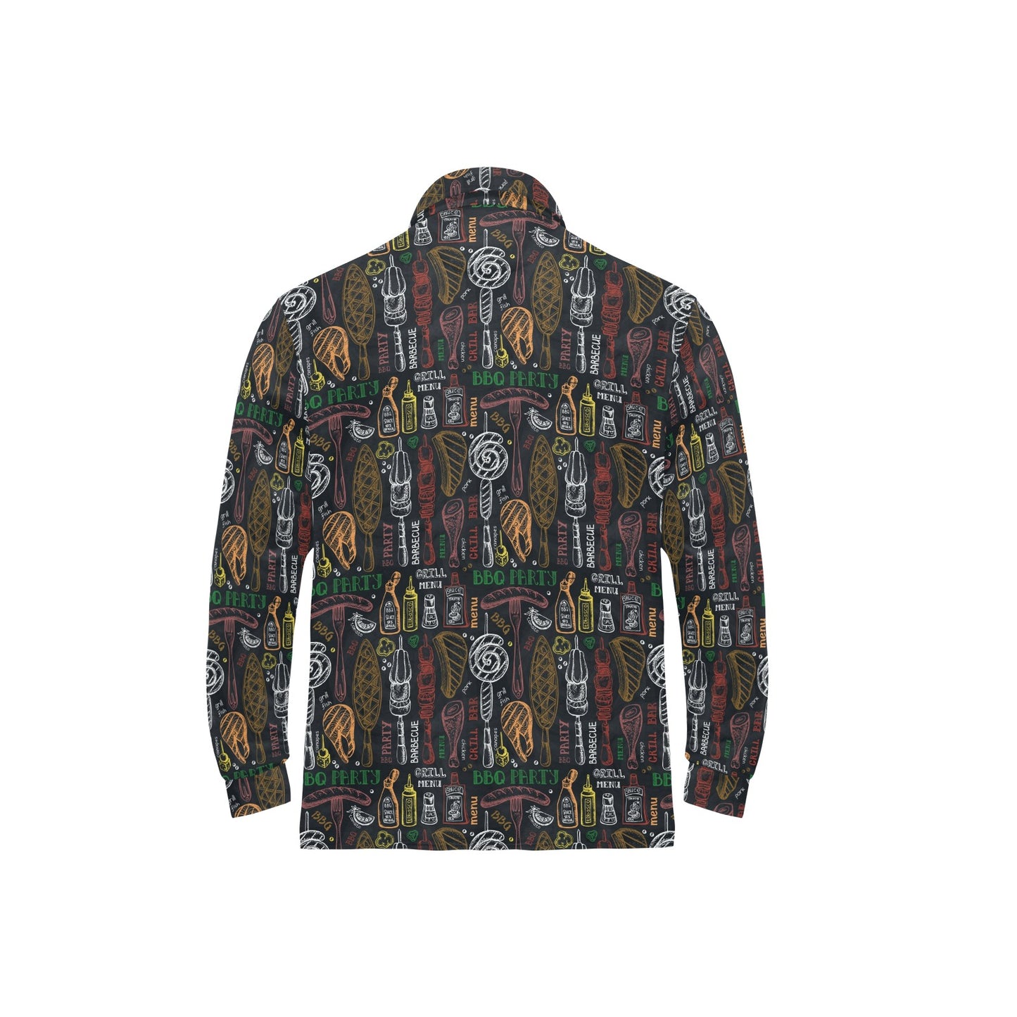 Barbecue Pattern Print Design 03 Long Sleeve Polo Shirt For Men's