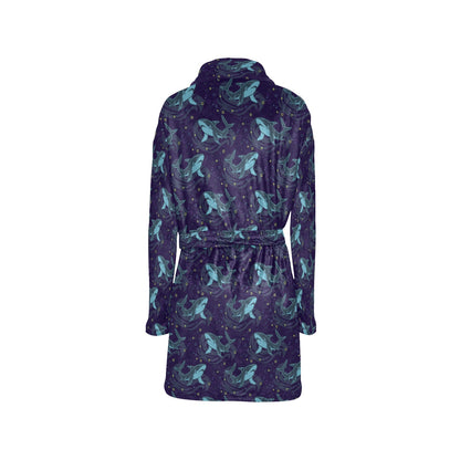 Shark Themed Print Women's Fleece Robe