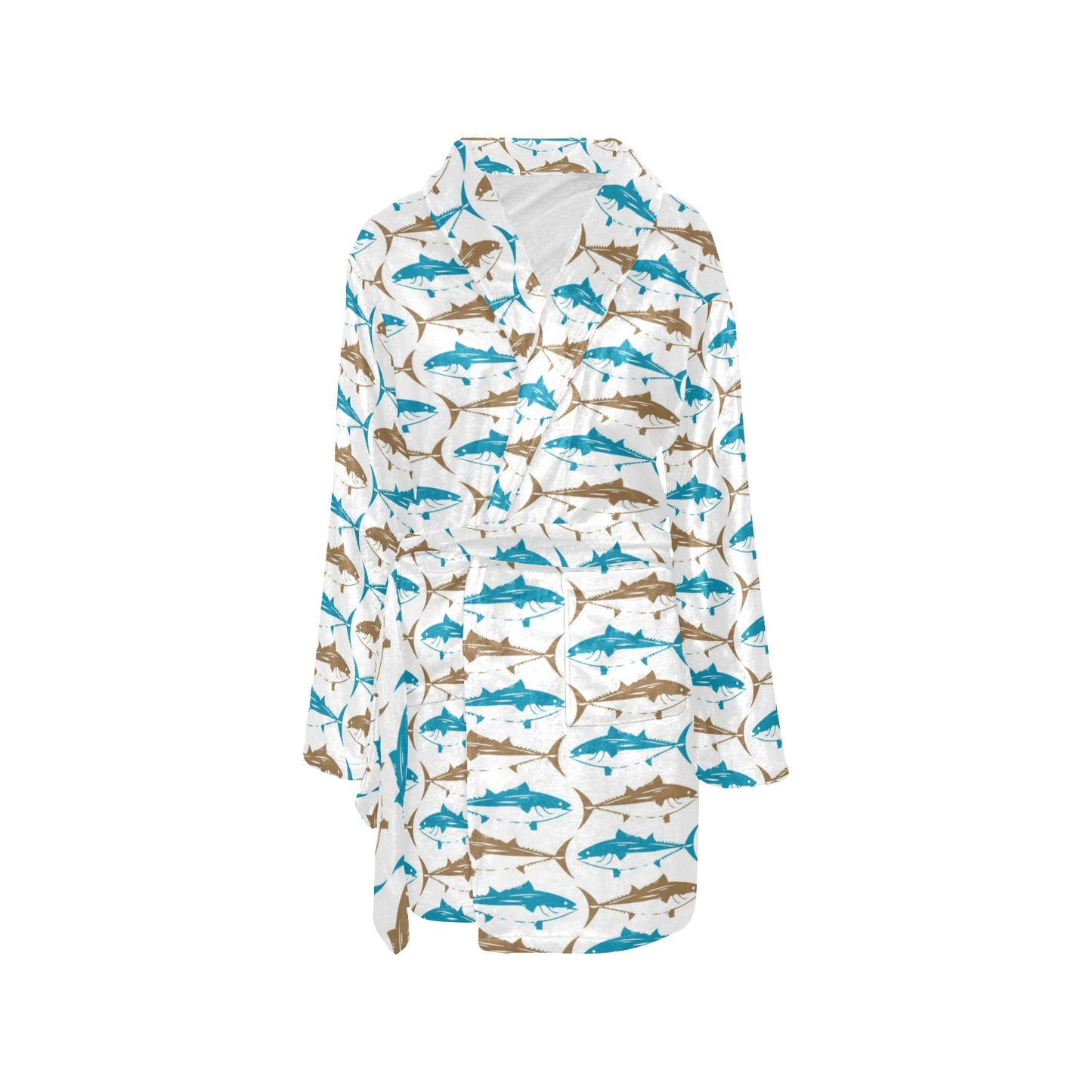 Tuna Fish Print Design LKS301 Women's Fleece Robe