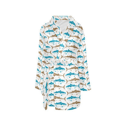 Tuna Fish Print Design LKS301 Women's Fleece Robe