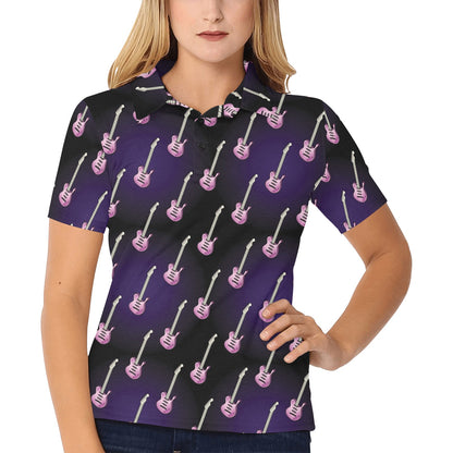 Electric Guitar Print Design LKS405 Women's Polo Shirt