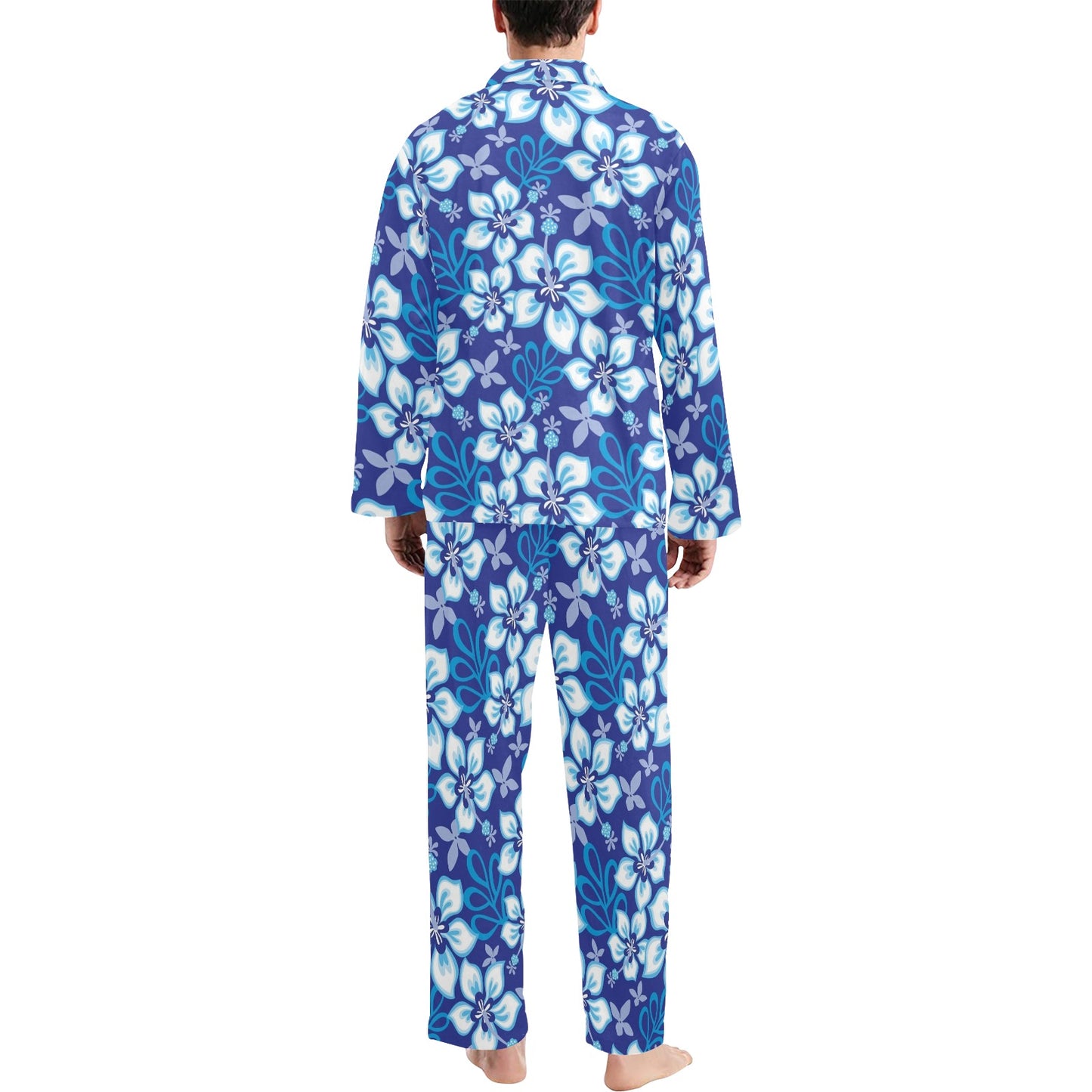 Hibiscus Pattern Print Design HB04 Men's Long Pajama Set