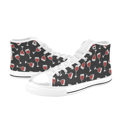 Wine Glass Print Design LKS303 Men's High Top Canvas Shoes