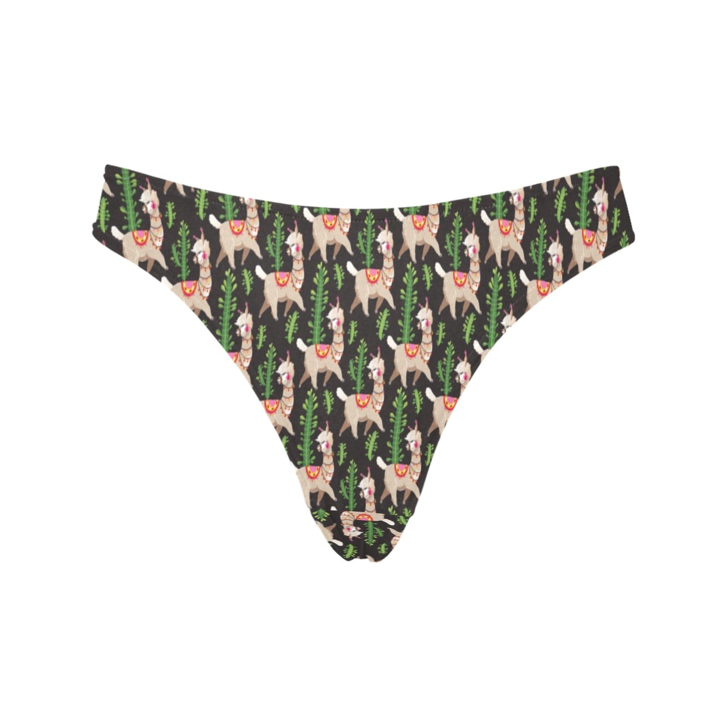 Alpaca Cactus Design Themed Print Women's Thongs