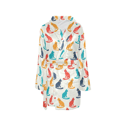 Cat Pattern Print Design 03 Women's Fleece Robe