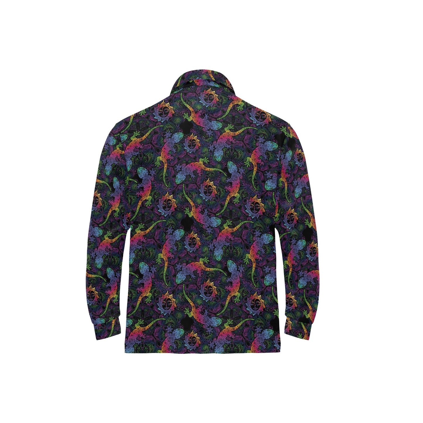 Gecko Rainbow Pattern Print Design 03 Long Sleeve Polo Shirt For Men's