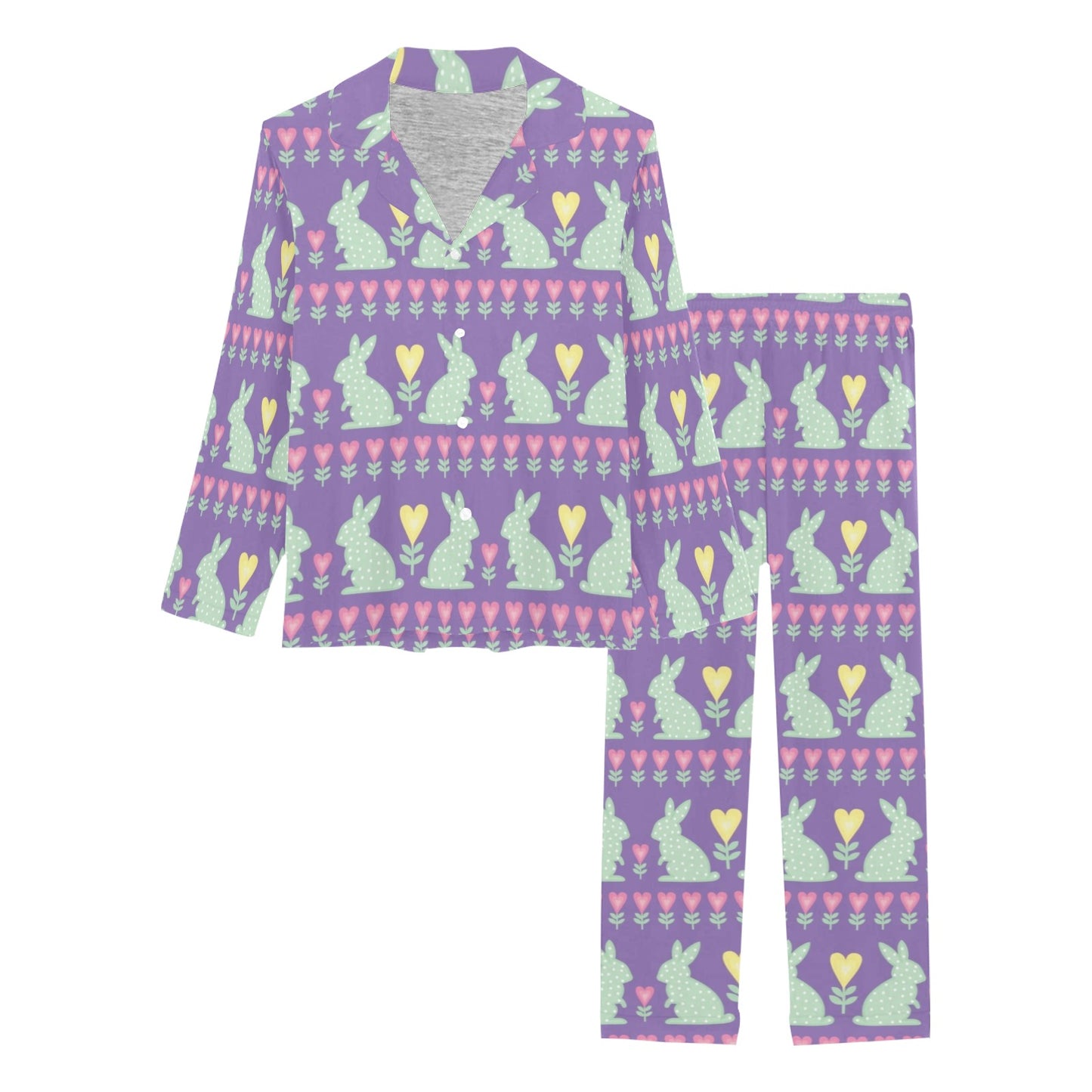 Rabbit Pattern Print Design RB01 Women's Long Pajama Set