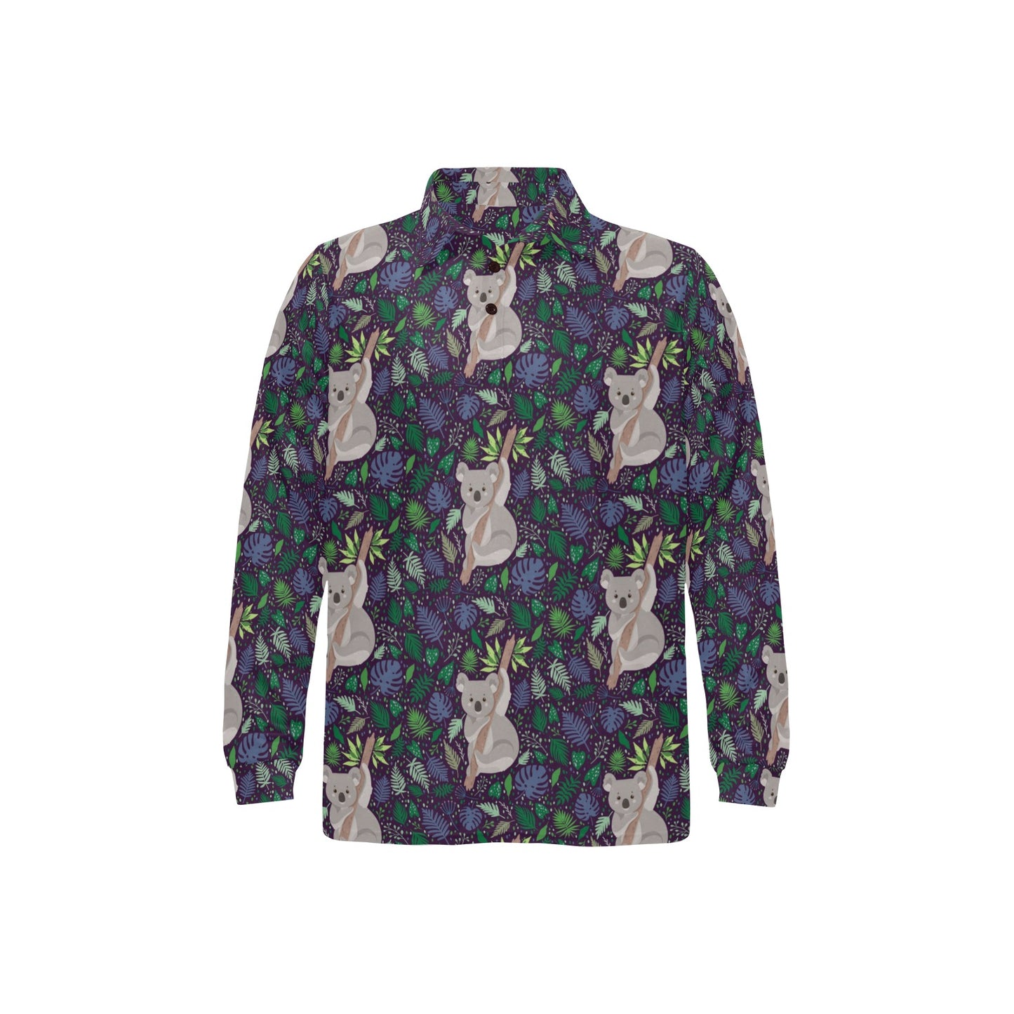Koala Pattern Print Design 06 Long Sleeve Polo Shirt For Men's