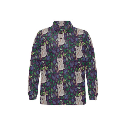 Koala Pattern Print Design 06 Long Sleeve Polo Shirt For Men's