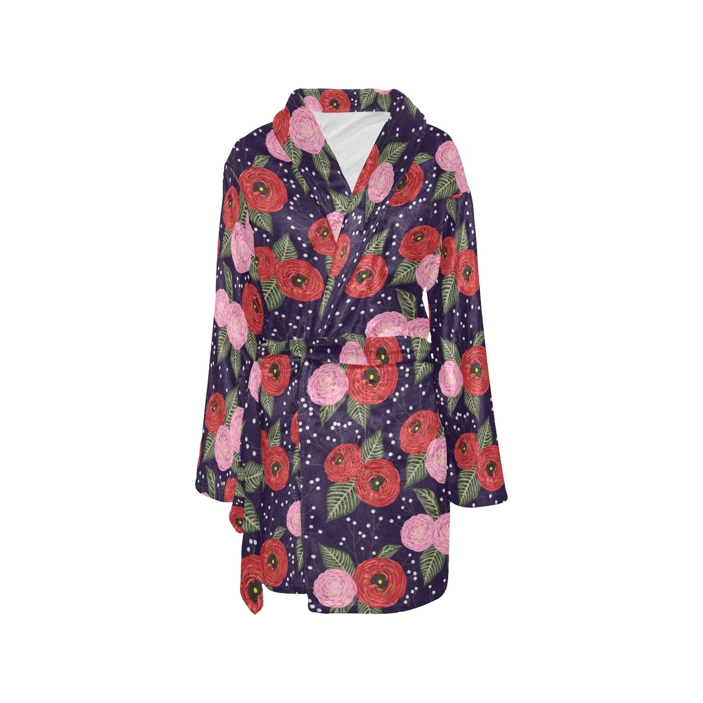 Camellia Pattern Print Design CM02 Women's Fleece Robe