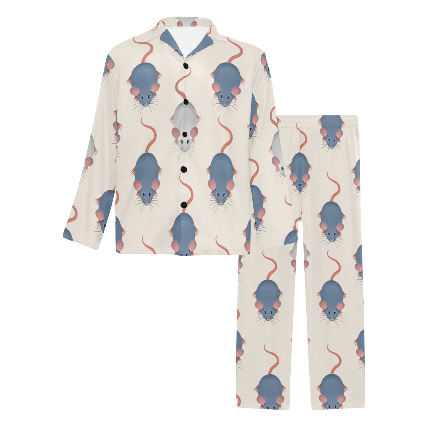 Rat Pattern Print Design 03 Men's Long Pajama Set