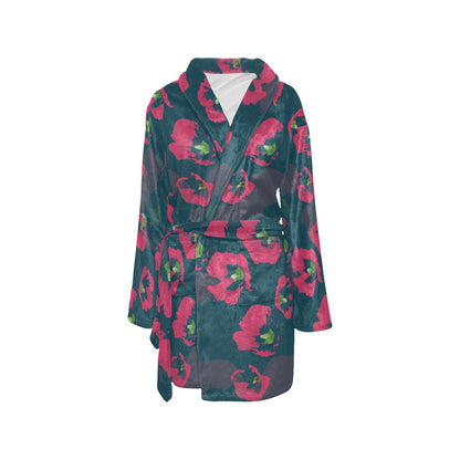 Morning Glory Pattern Print Design 01 Women's Fleece Robe