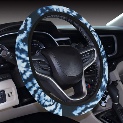 Tie Dye Dark Blue Print Design LKS306 Steering Wheel Cover with Elastic Edge