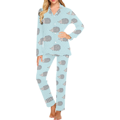 Hedgehog Pattern Print Design 02 Women's Long Pajama Set