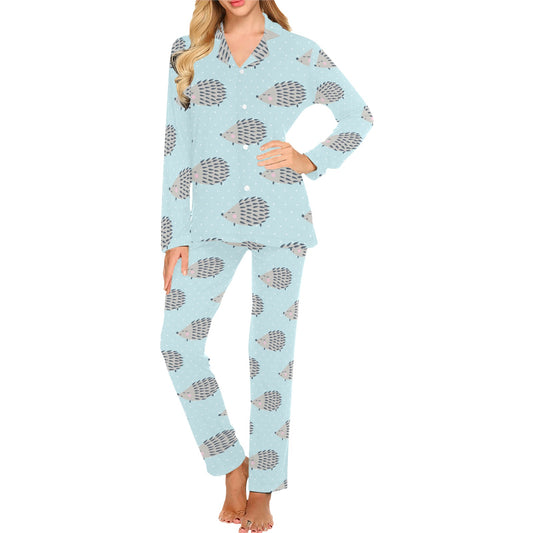 Hedgehog Pattern Print Design 02 Women's Long Pajama Set