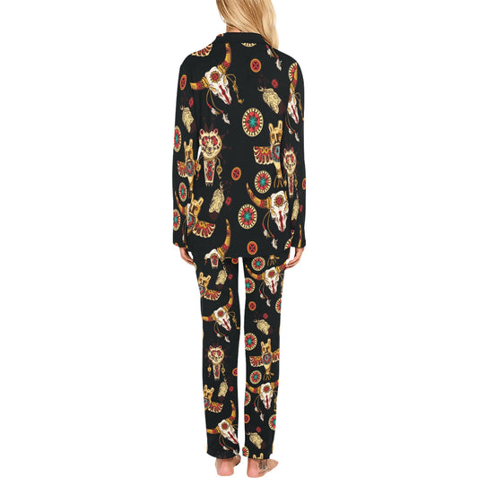 Native American Symbol Pattern Women's Long Pajama Set