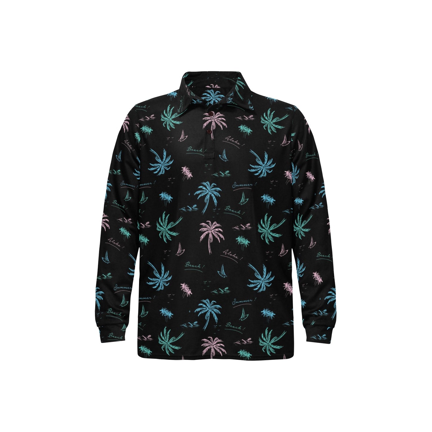 Aloha Hawaii Pattern Print Design 03 Long Sleeve Polo Shirt For Men's