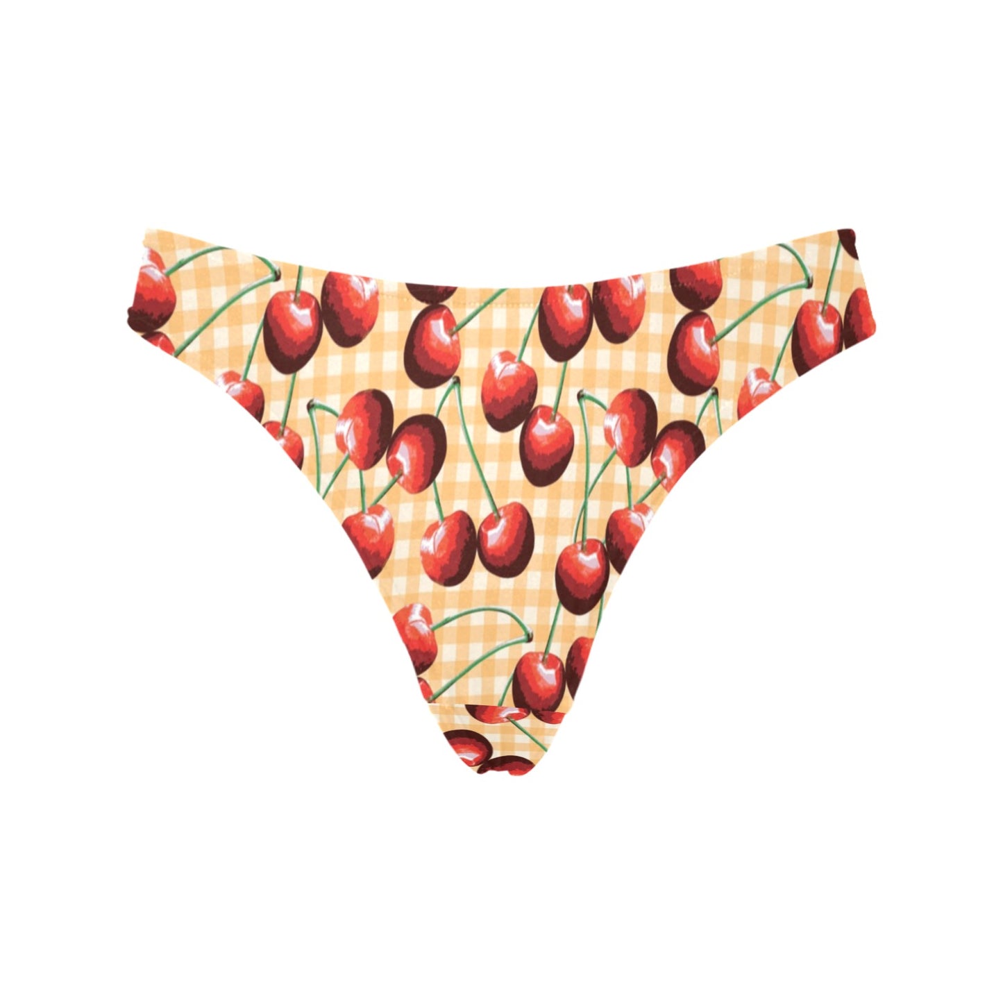 Cherry Orange Plaid Print Women's Thongs