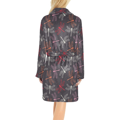 Dragonfly Pattern Print Design 01 Women's Fleece Robe