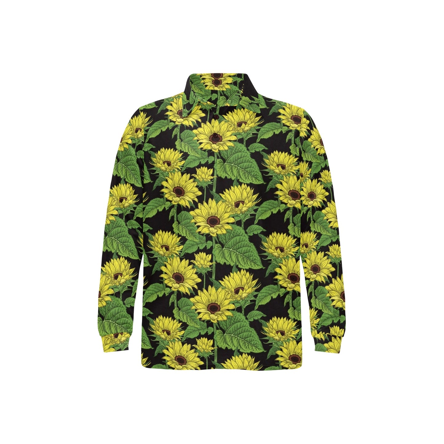 Sunflower Print Design LKS3010 Long Sleeve Polo Shirt For Men's