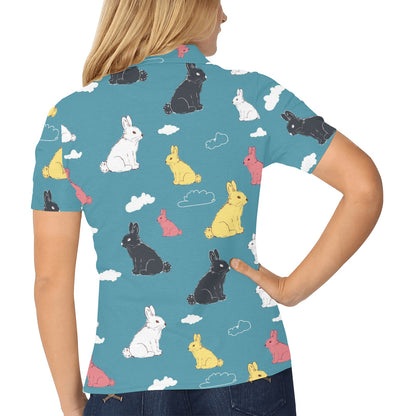 Rabbit Pattern Print Design RB014 Women's Polo Shirt