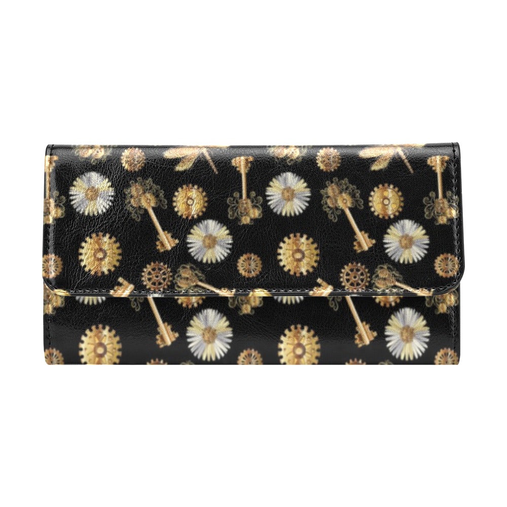 Steampunk Dragonfly Design Themed Print Women's Trifold Wallet