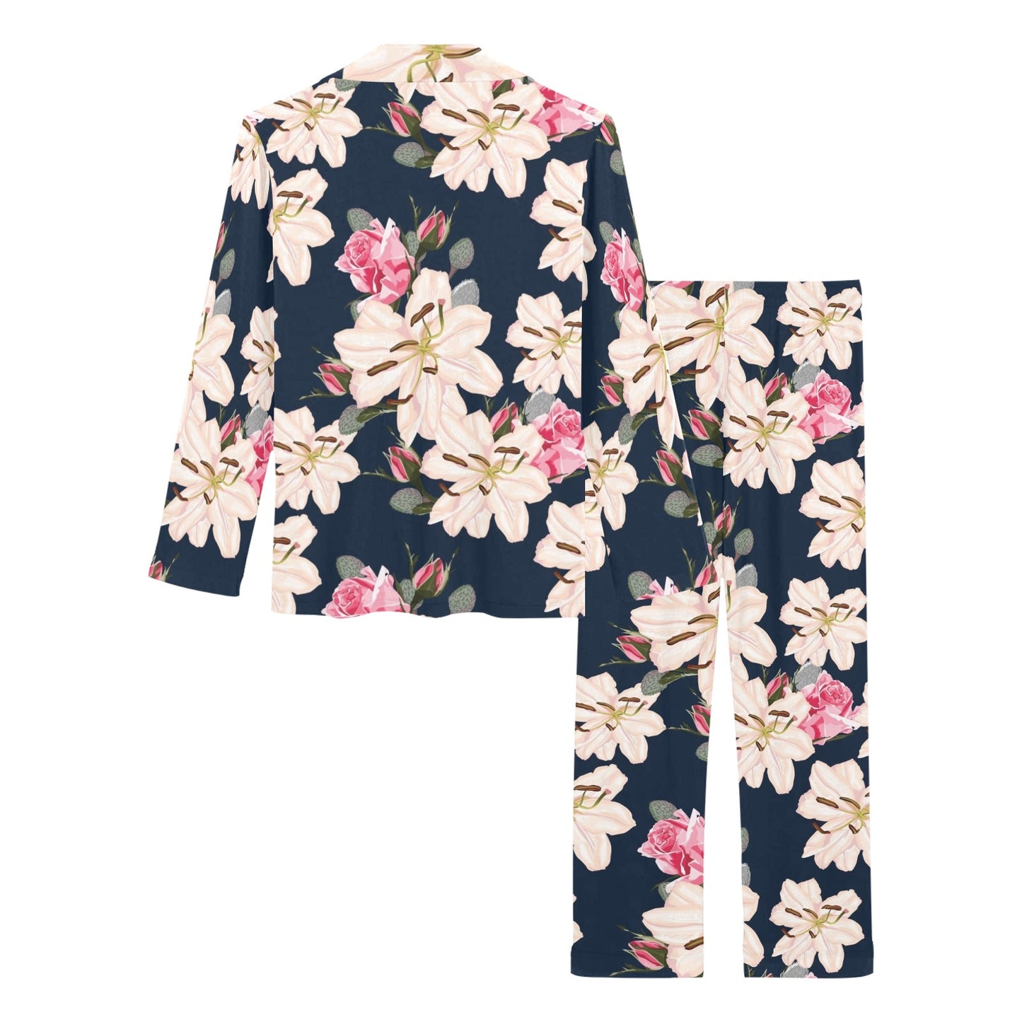 Lily Pattern Print Design LY04 Women's Long Pajama Set