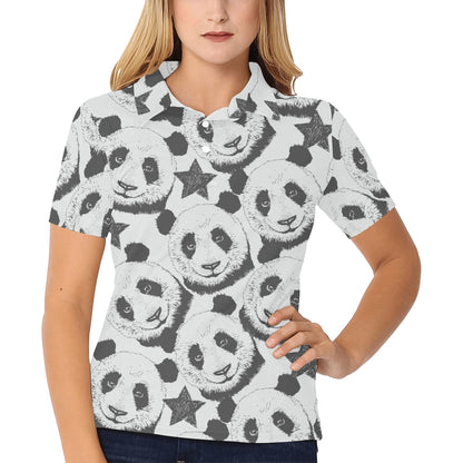 Panda Pattern Print Design A02 Women's Polo Shirt