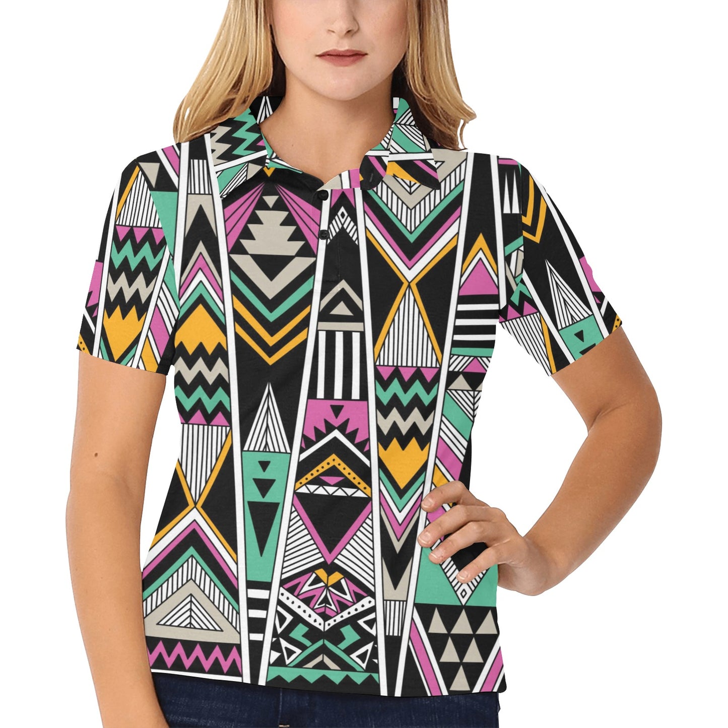 Tribal Aztec Triangle Women's Polo Shirt