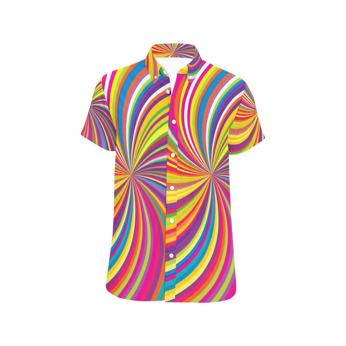 Vortex Print Design LKS301 Men Short Sleeve Button Up Shirt