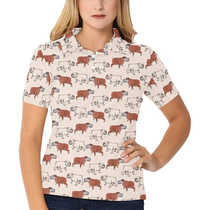 Bulldogs Pattern Print Design 04 Women's Polo Shirt