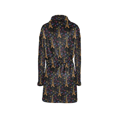 Eiffel Tower Love Paris Print Women's Fleece Robe