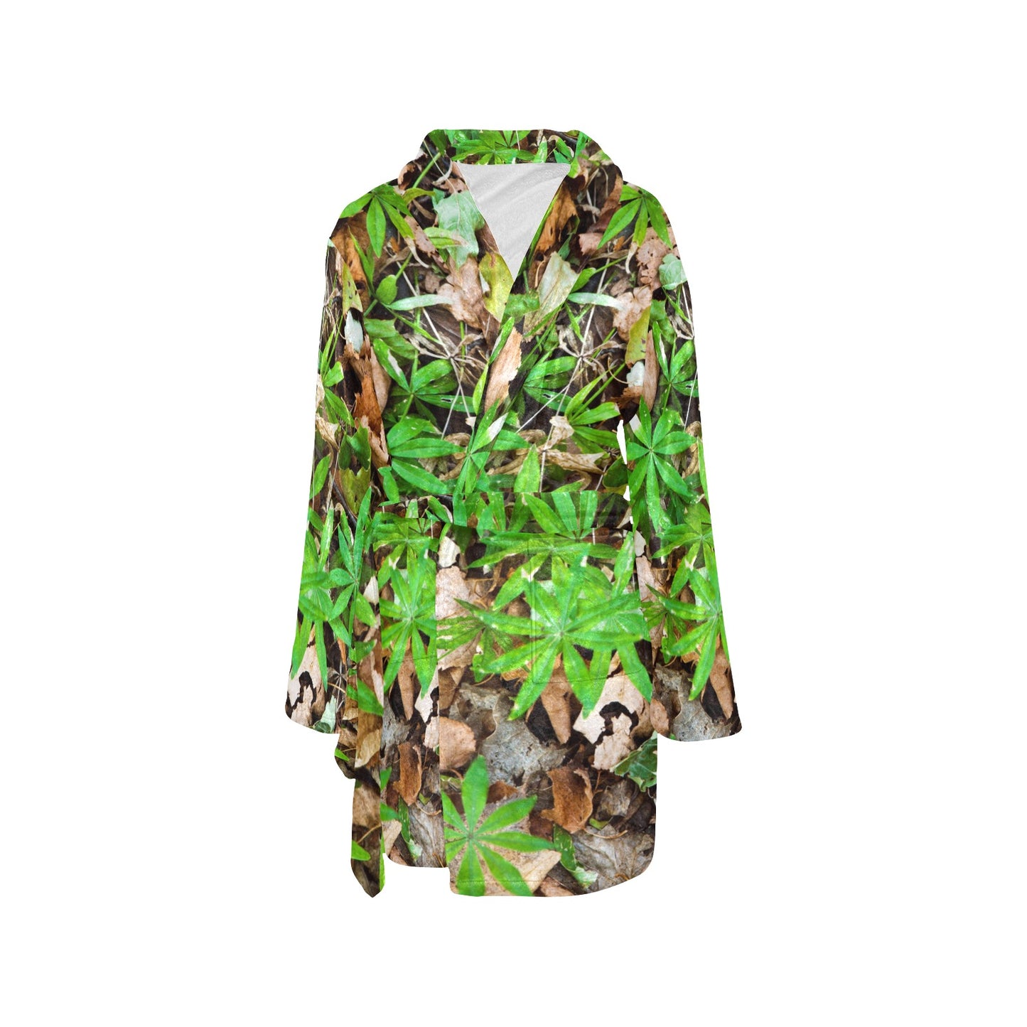 Camouflage Realistic Tree Fresh Print Women's Fleece Robe