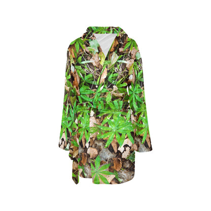Camouflage Realistic Tree Fresh Print Women's Fleece Robe