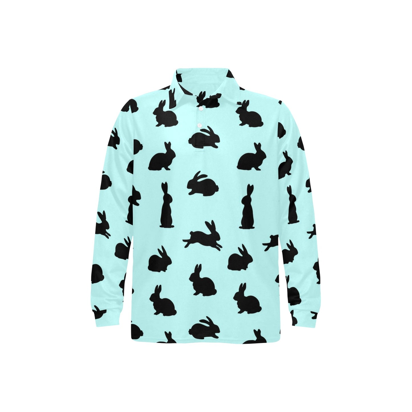 Rabbit Pattern Print Design RB010 Long Sleeve Polo Shirt For Men's