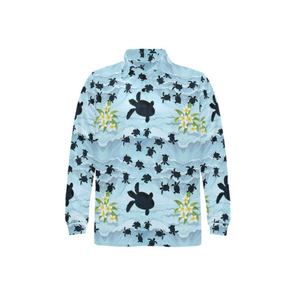 Sea Turtle Pattern Print Design T011 Long Sleeve Polo Shirt For Men's