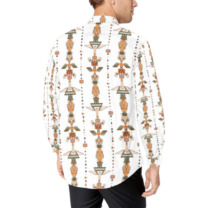 Totem Print Design LKS302 Men's Long Sleeve Dress Shirt