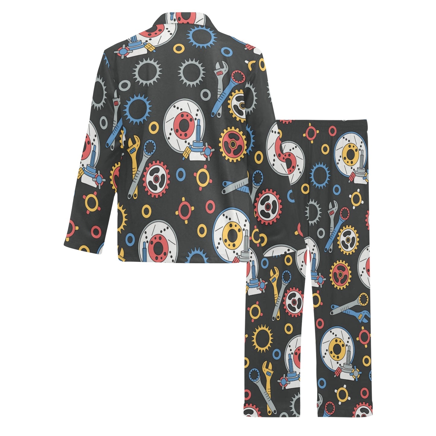 Mechanic Pattern Print Design 01 Men's Long Pajama Set