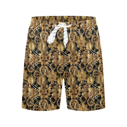 Steampunk Gear Design Themed Print Men's Swim Trunks Beach Shorts