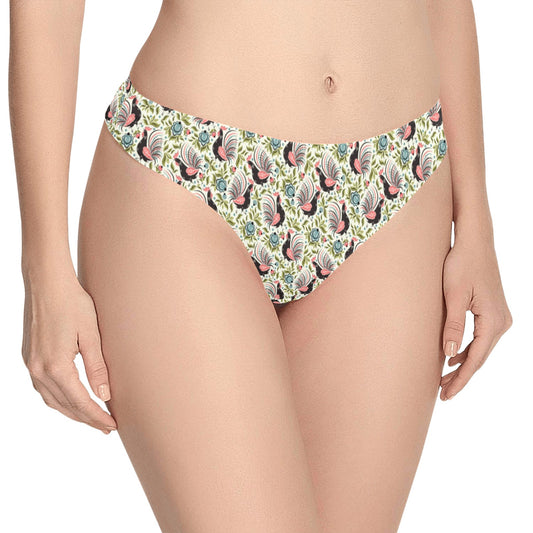 Rooster Print Design Women's Thongs