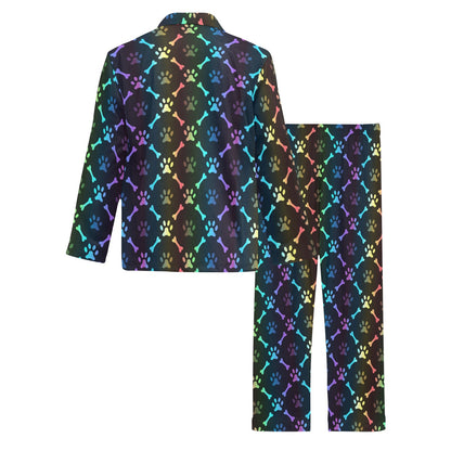 Paw Rainbow Pattern Print Design A01 Men's Long Pajama Set