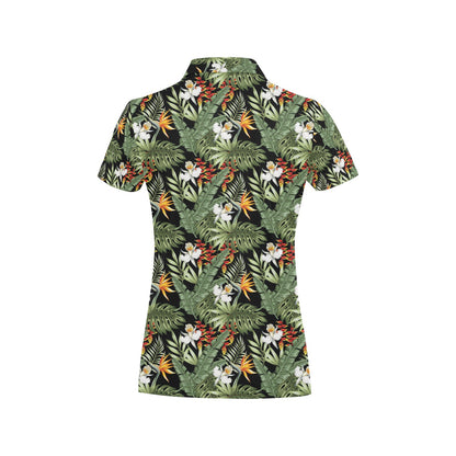 Bird Of Paradise Pattern Print Design 02 Women's Polo Shirt